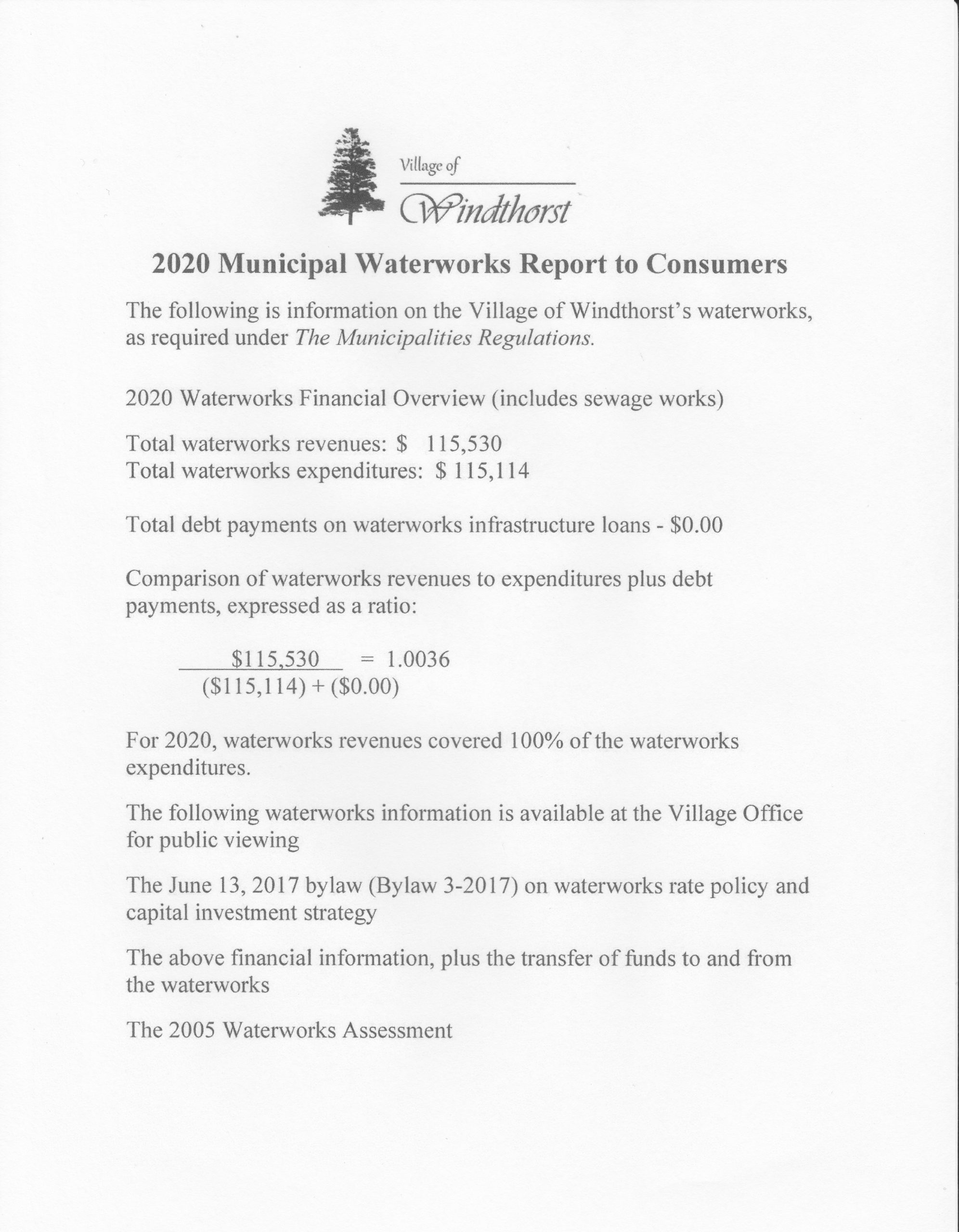 2020 Municipal Waterworks Report
